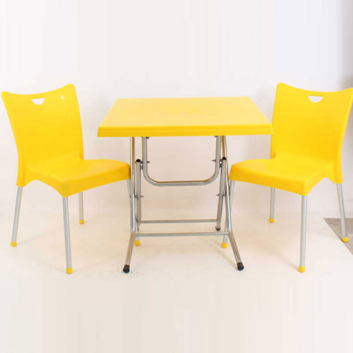 75x75 Tuğra Katlanır  Kafeterya Masası Takımı Sarı