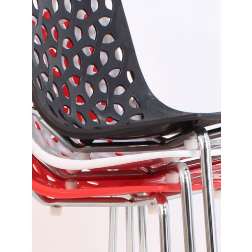 Anzer krom ayaklı plastik sandalye siyah