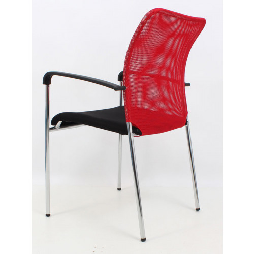 Fileli Kollu Metal Bekleme Sandalyesi Kırmızı