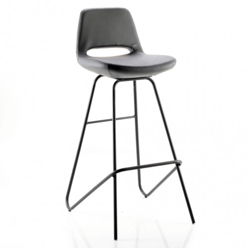 Rasko Eyfel siyah ayaklı bar sandalyesi  (Koyu Gri)