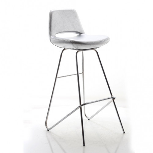 Rasko Eyfel Ayaklı Bar Sandalyesi gümüş deri