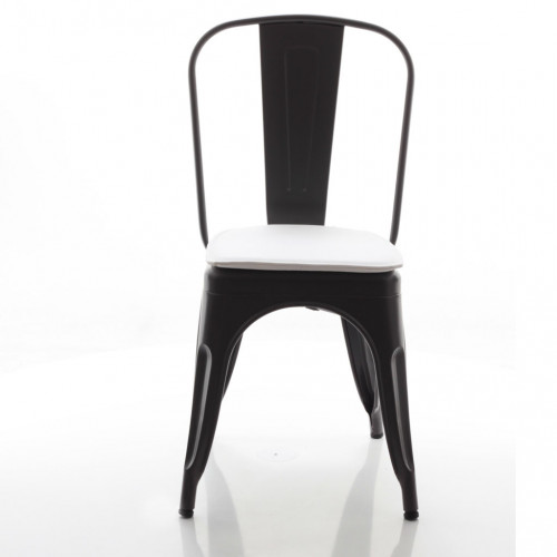 Tolix Kolsuz Metal Sandalye Beyaz Minderli