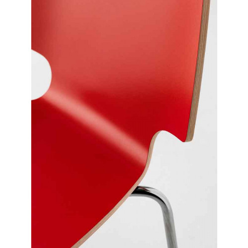 Lamine krom ayaklı metal sandalye kırmızı
