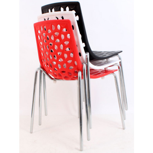 Anzer krom ayaklı plastik sandalye beyaz