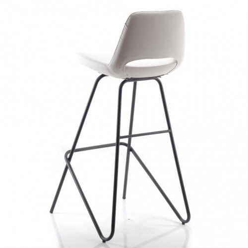 Rasko Eyfel siyah ayaklı bar sandalyesi  (Deri Beyaz)