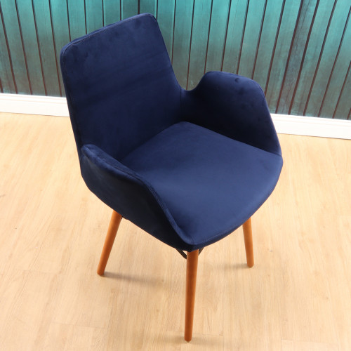 Montera Ceviz Ahşap Ayaklı Sandalye Mavi