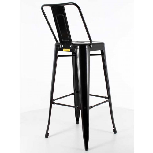 Sırtlı tolix bar sandalyesi siyah parlak