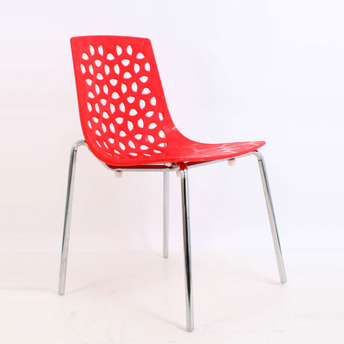 Anzer krom ayaklı plastik sandalye Kırmızı