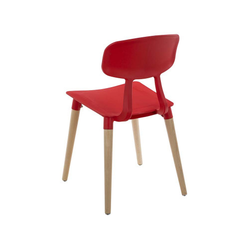 Modern Kırmızı Ahşap Ayaklı Sandalye