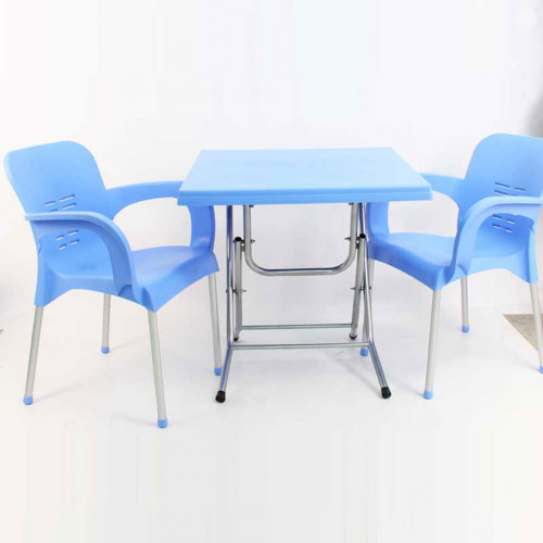 75x75 Tuğra Katlanır  Kafeterya Masası Takımı Mavi