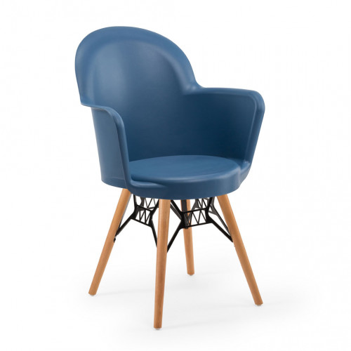 Gora Modern Ahşap Ayaklı Sandalye Mavi