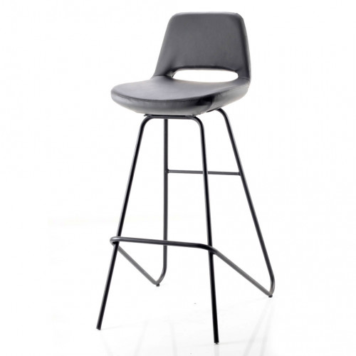 Rasko Eyfel siyah ayaklı bar sandalyesi  (Koyu Gri)