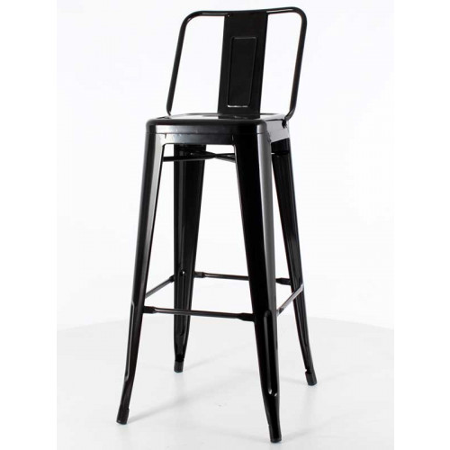 Sırtlı tolix bar sandalyesi siyah parlak