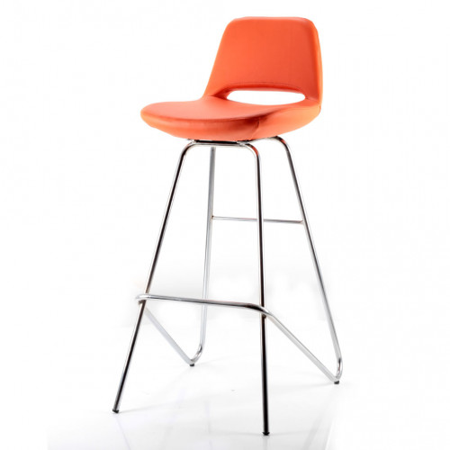 Rasko Eyfel krom ayaklı bar sandalyesi  (Deri 23)