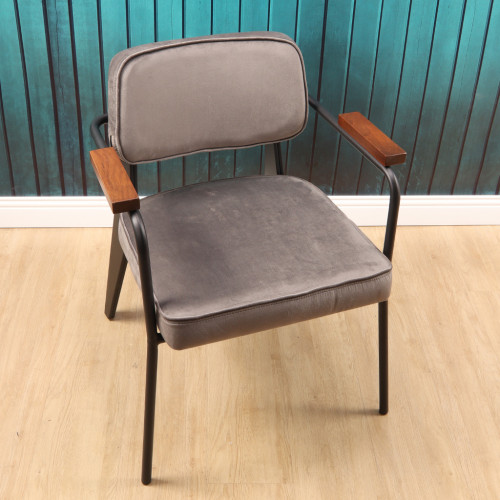 Erguvan Metal Kollu Sandalye (Koyu Gri Kumaş)