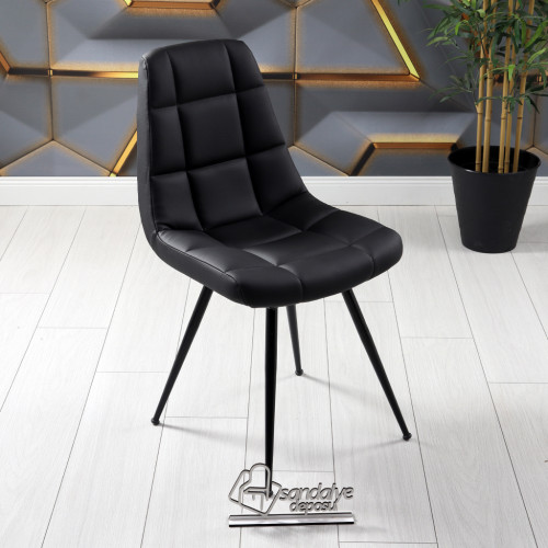 Gabriel 2 Metal Ayaklı Sandalye (Siyah Deri)