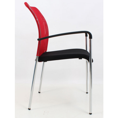 Fileli Kollu Metal Bekleme Sandalyesi Kırmızı