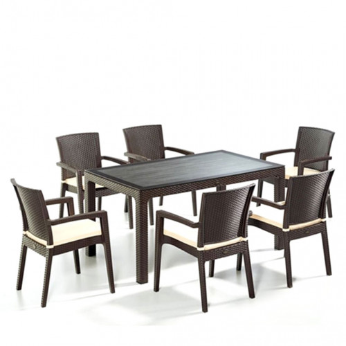 Nazia camlı minderli masa sandalye takımı kahve 150x90