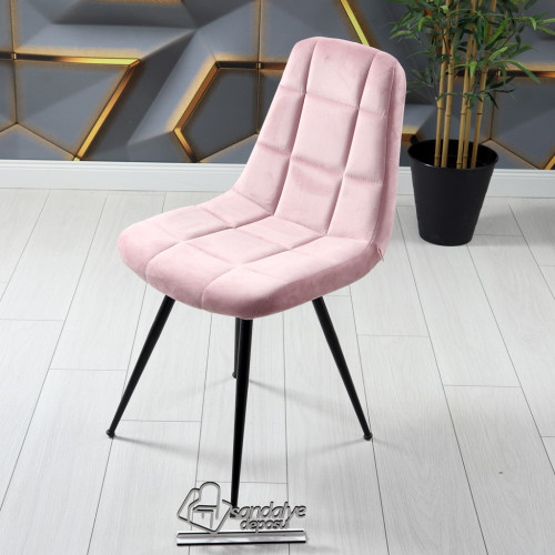 Gabriel 2 Metal Ayaklı Sandalye (Pembe Kumaş)