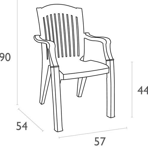 Klasik kollu plastik bahçe sandalyesi