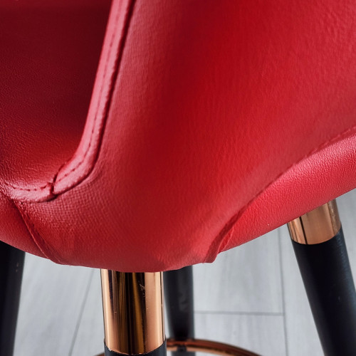 Rasko Bakır Renk Kaplama Bar Sandalyesi (Kırmızı Deri)