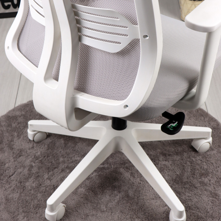 Tokyo Beyaz Ayaklı Sabit Kollu Müdür ve  Ofis  Koltuğu ( Açık Gri File)