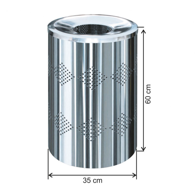 Paslanmaz Delikli Dekorlu Çöp Kovası 57 Lt