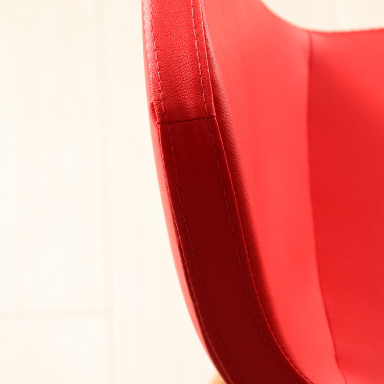 Gabriel Ceviz Ahşap Ayaklı Bar Sandalyesi (Kırmızı Deri)