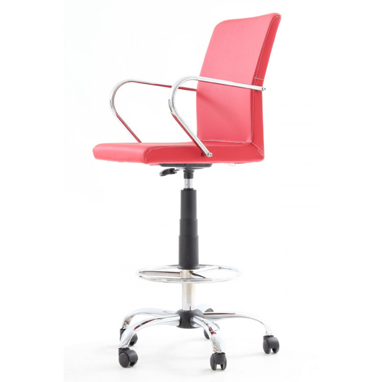 Compan Krom Kollu Yıldız Ayaklı Bar Sandalyesi Kırmızı