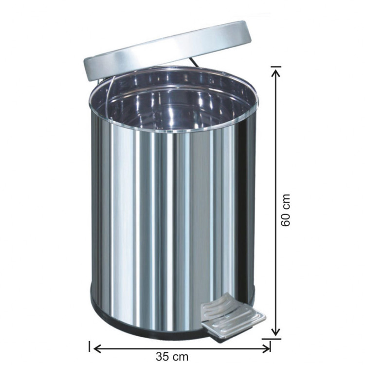 Paslanmaz Su Sızdırmaz İç Kovalı Pedallı Çöp Kovası 60 Lt