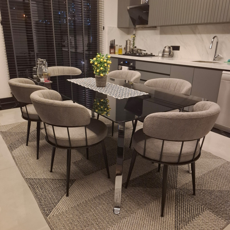 Zenit Metal Sandalye Gri Bukle Kumaş