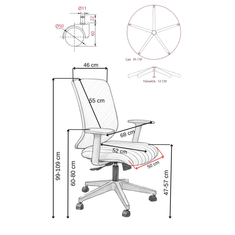 Tokyo Turuncu Plastik Ayaklı Çalışma Ve Ofis Koltuğu (Turuncu Fileli Sırt – Keten Kumaş Oturak)