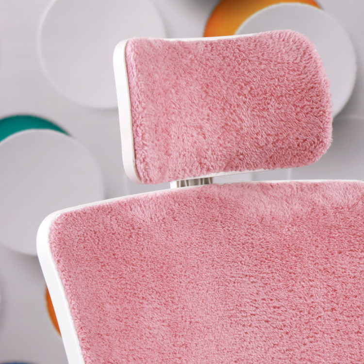 Tokyo Beyaz Ayaklı Sabit Kollu Çalışma ve Müdür Koltuğu (Pembe Welsoft Kumaş )