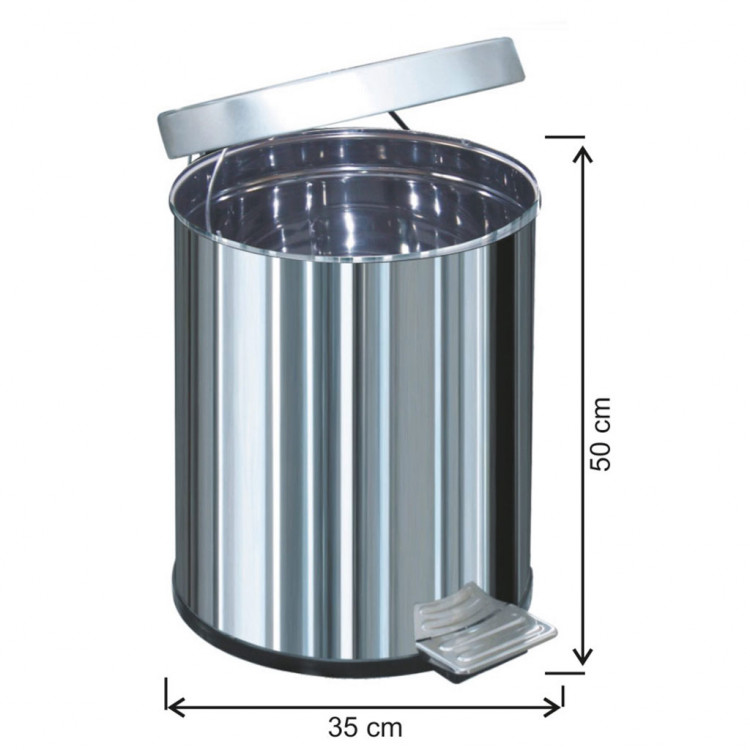Paslanmaz Su Sızdırmaz İç Kovalı Pedallı Çöp Kovası 50 Lt