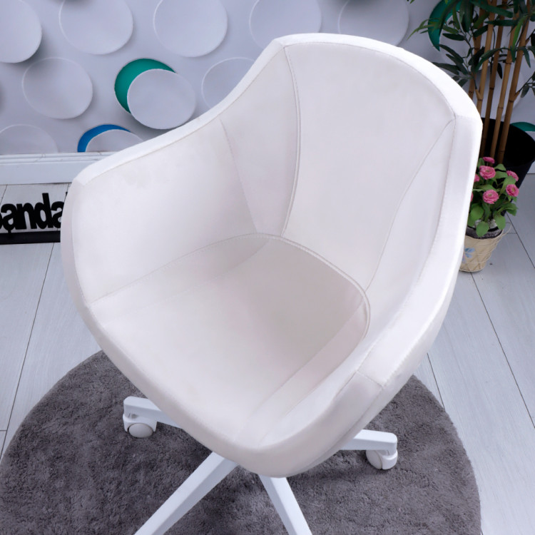 Focus Beyaz Plastik Ayaklı Çalışma Koltuğu ( Krem BabyFace Kumaş )