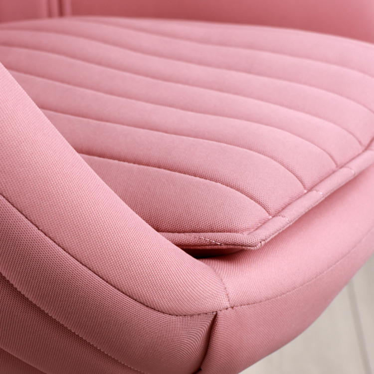 İstiridye krom Ayaklı Çalışma Koltuğu (Pembe Lakos Kumaş)