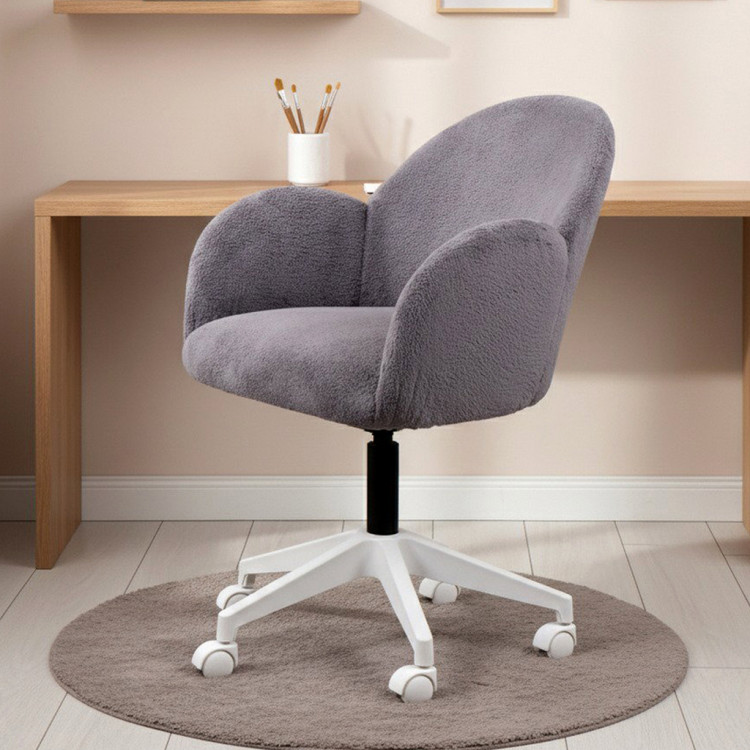 Bellasoft Çalışma Koltuğu Gri Peluş Kumaş