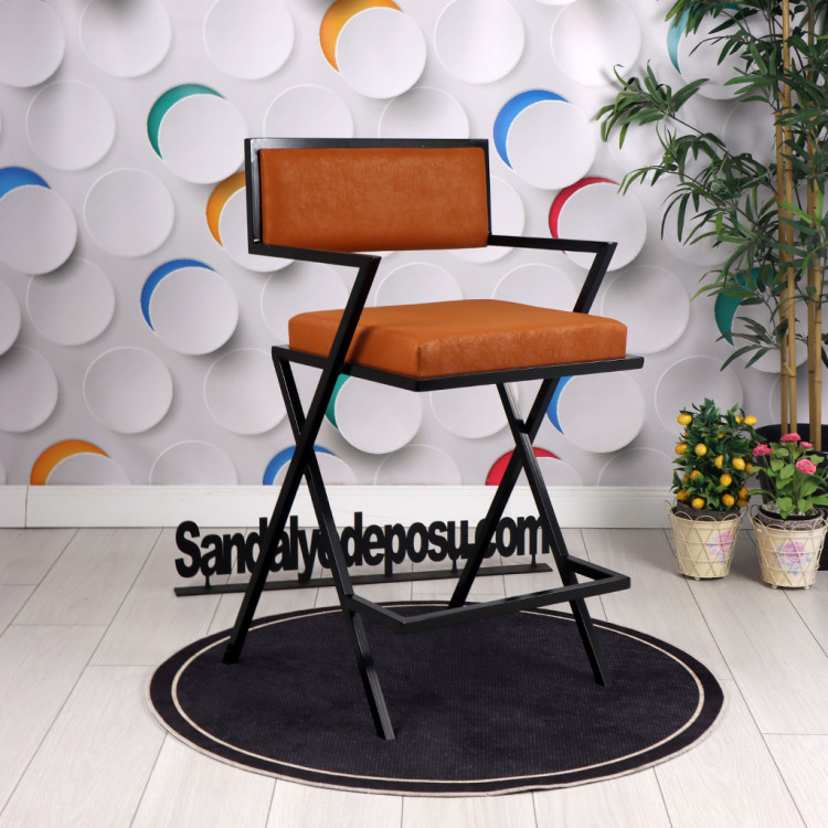 Lang Metal Bar Sandalyesi 65 h (Kahve Nubuk)