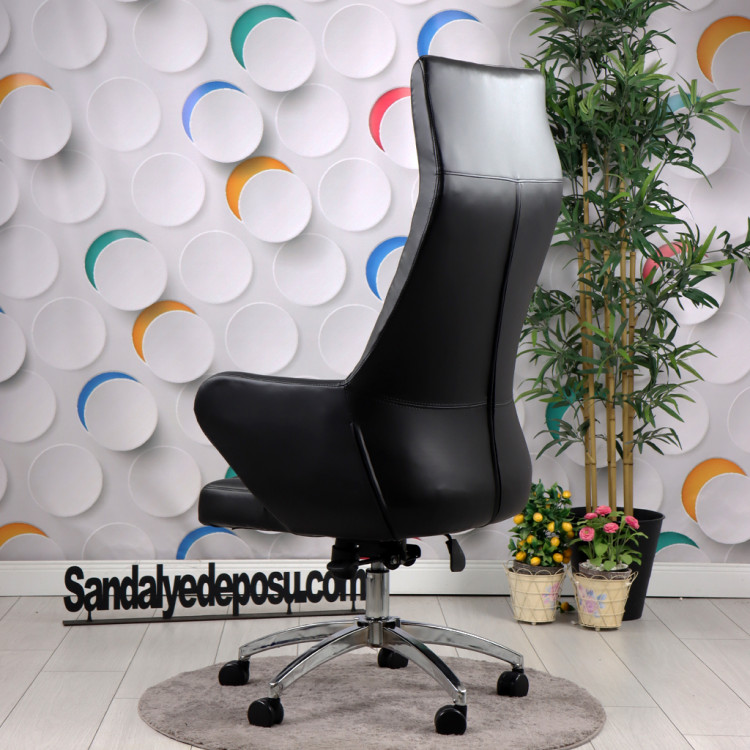Lady Müdür Ve Yönetici Koltuğu Siyah Deri ( Özel üretim)