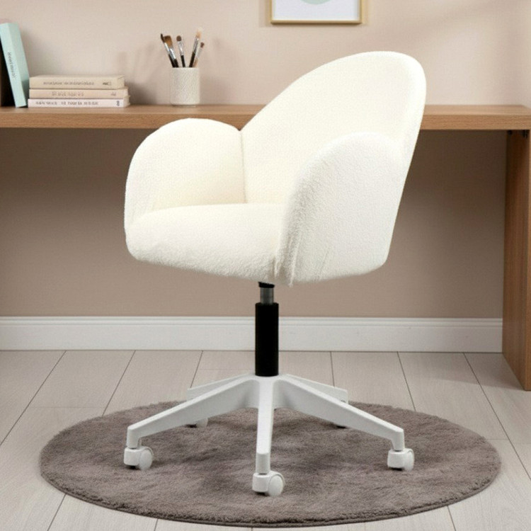 Bellasoft Çalışma Koltuğu Beyaz Peluş Kumaş