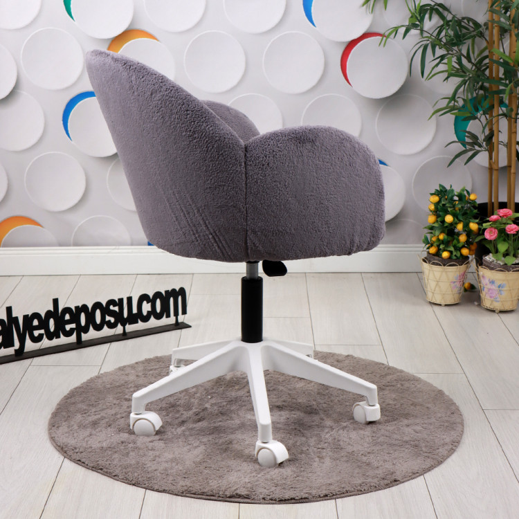 Bellasoft Çalışma Koltuğu Gri Peluş Kumaş