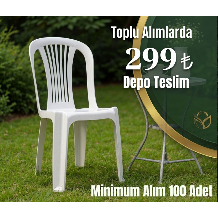 Kolsuz Plastik Sandalye Beyaz Toplu Alım