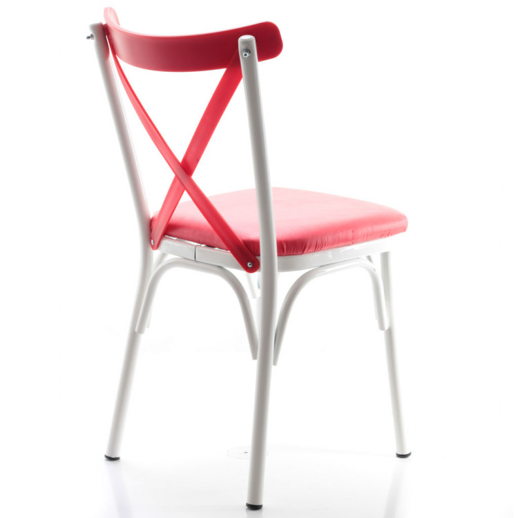 Paris Thonet Metal Sandalye Pembe Beyaz