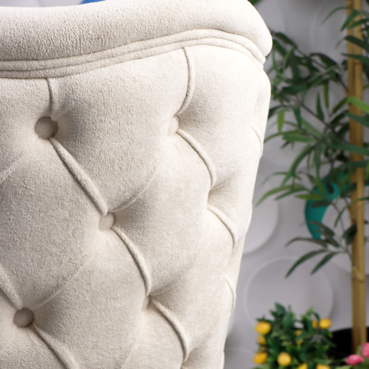 Luna Kapitoneli Çalışma  Koltuğu ( Kırık Beyaz Leke Tutmaz Silinebilir Kumaş  ,Krom Ayak)