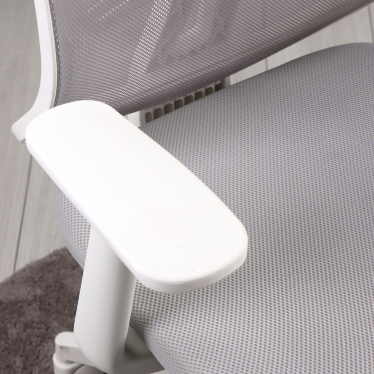 Tokyo Beyaz Ayaklı Sabit Kollu Müdür ve  Ofis  Koltuğu ( Açık Gri File)