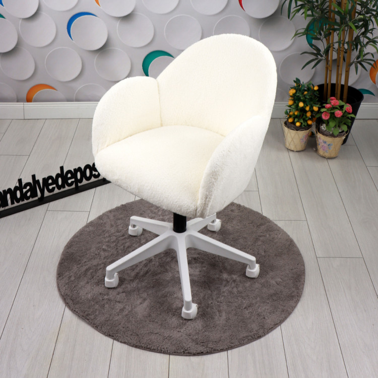 Bellasoft Çalışma Koltuğu Beyaz Peluş Kumaş
