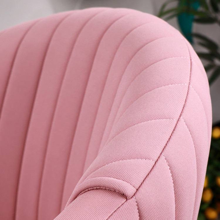 İstiridye krom Ayaklı Çalışma Koltuğu (Pembe Lakos Kumaş)