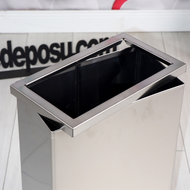 30 Lt Dikdörtgen Çemberli Paslanmaz Çöp Kovası