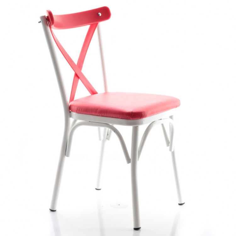 Paris Thonet Metal Sandalye Pembe Beyaz