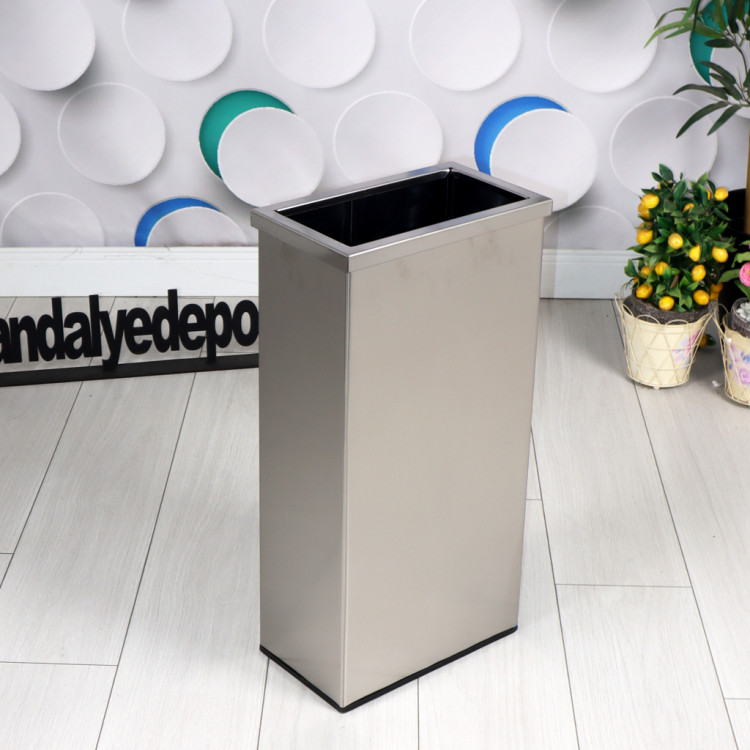 30 Lt Dikdörtgen Çemberli Paslanmaz Çöp Kovası